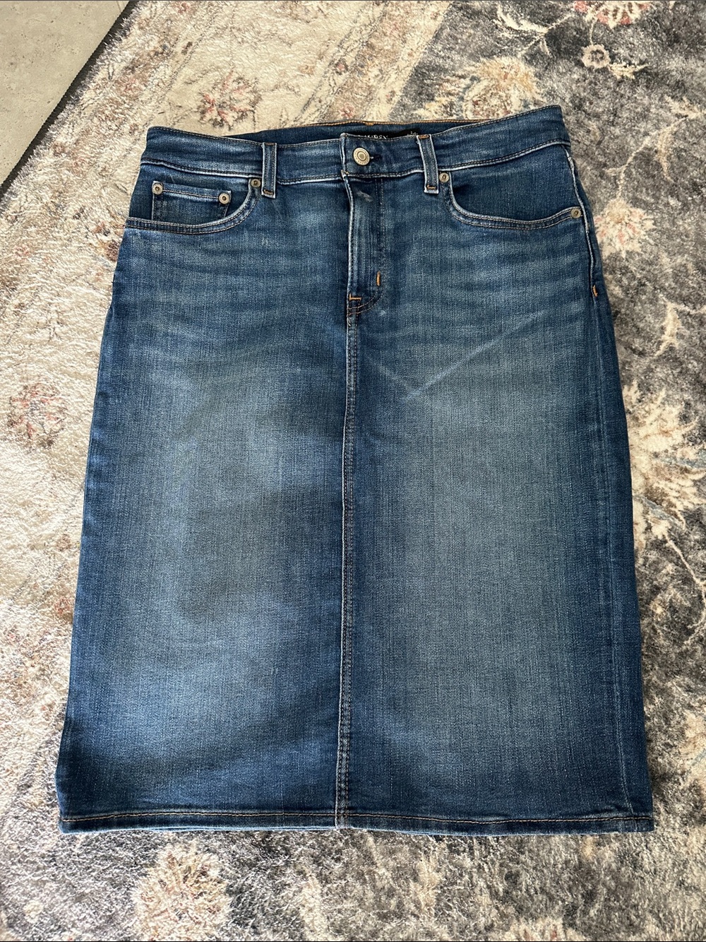 Ralph Lauren Washed Blue Denim Pencil Skirt